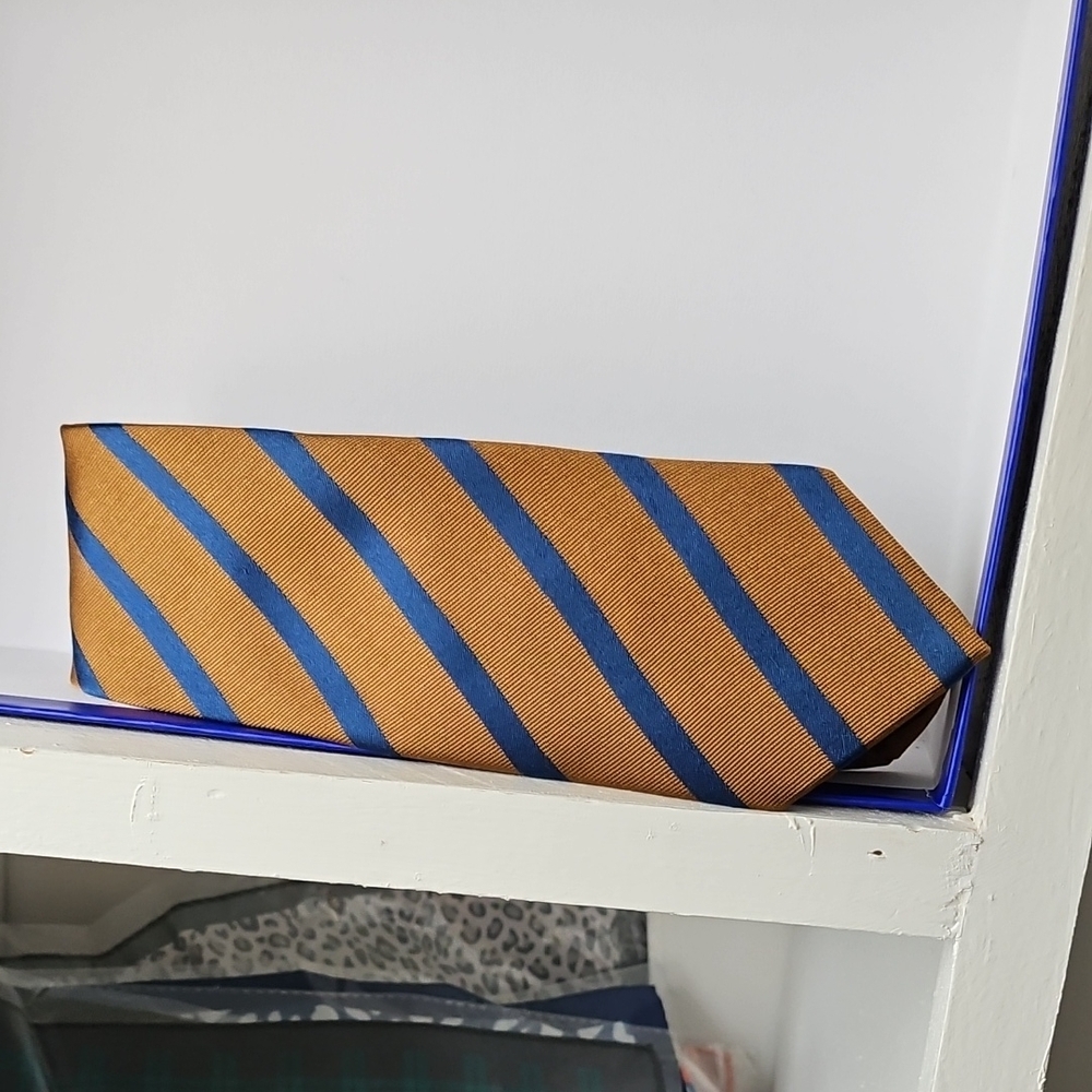 Elegant Copper and Blue Striped Tie